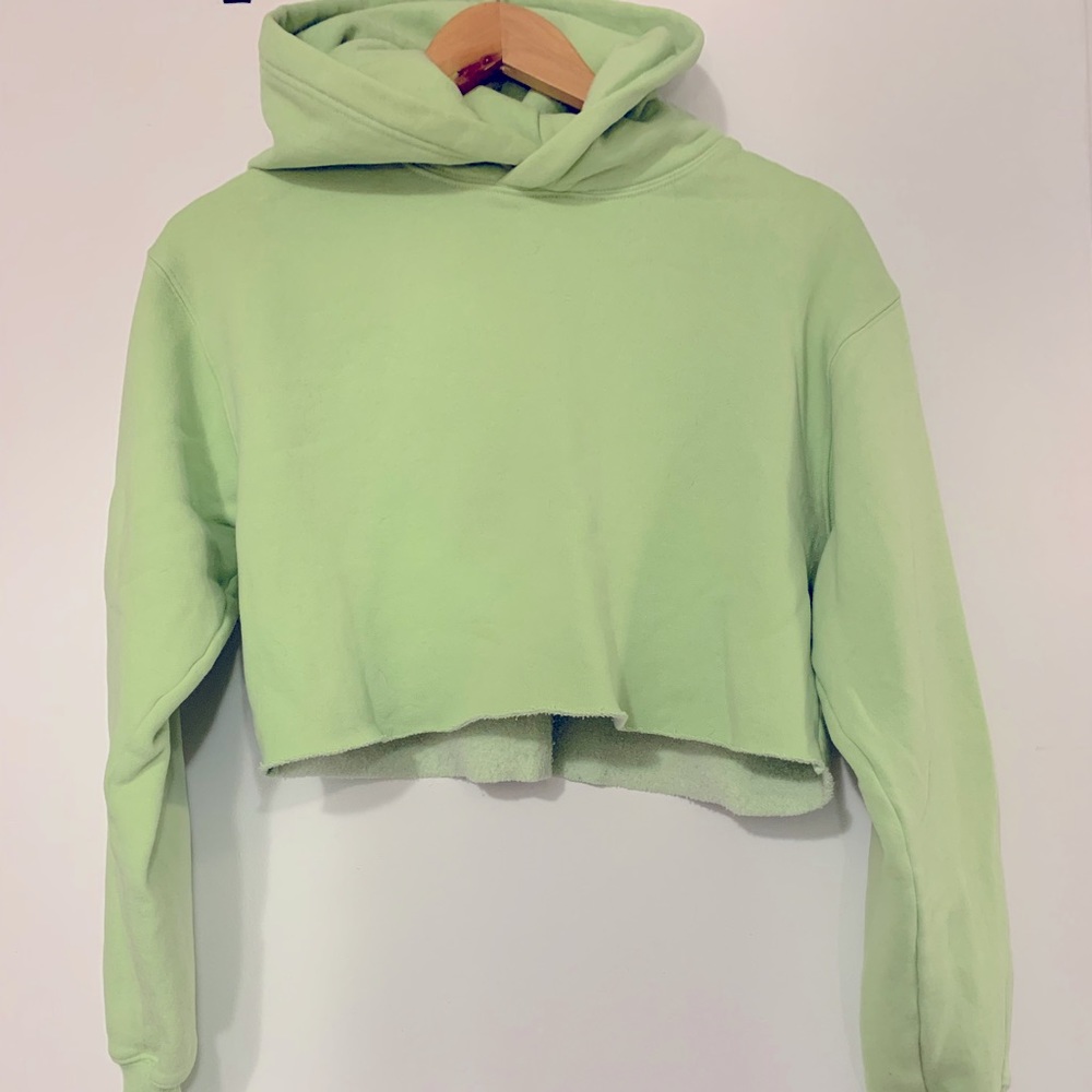 Aritzia Cropped Hoodie. Lime Green.